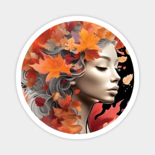 autumn girl with full of flowers Magnet